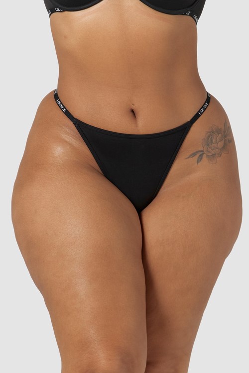 Lounge Underwear Smooth Klasyczne Stringi Czarne | 812LCWUJD