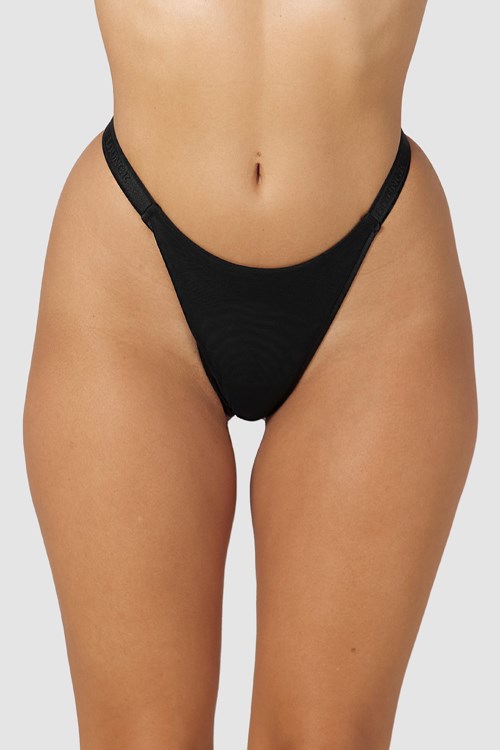 Lounge Underwear Smooth Mesh Stringi Czarne | 531WPVNMF
