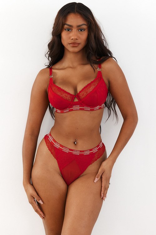 Lounge Underwear Vogue Balcony Bra & Stringi/Briefs Set Bordowe | 172JEHVKC