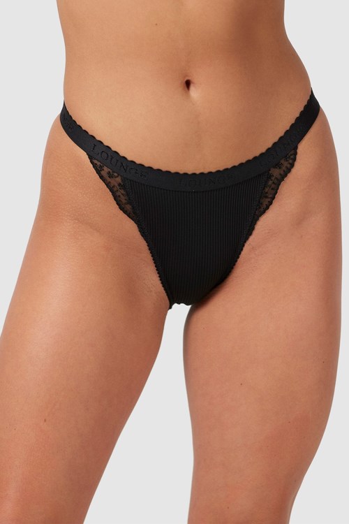Lounge Underwear Żebrowany Briefs Czarne | 193UIEWHJ